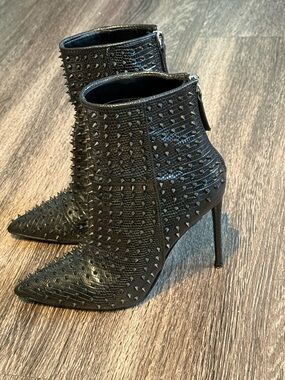 Steve Madden Black Studded Ankle Boots